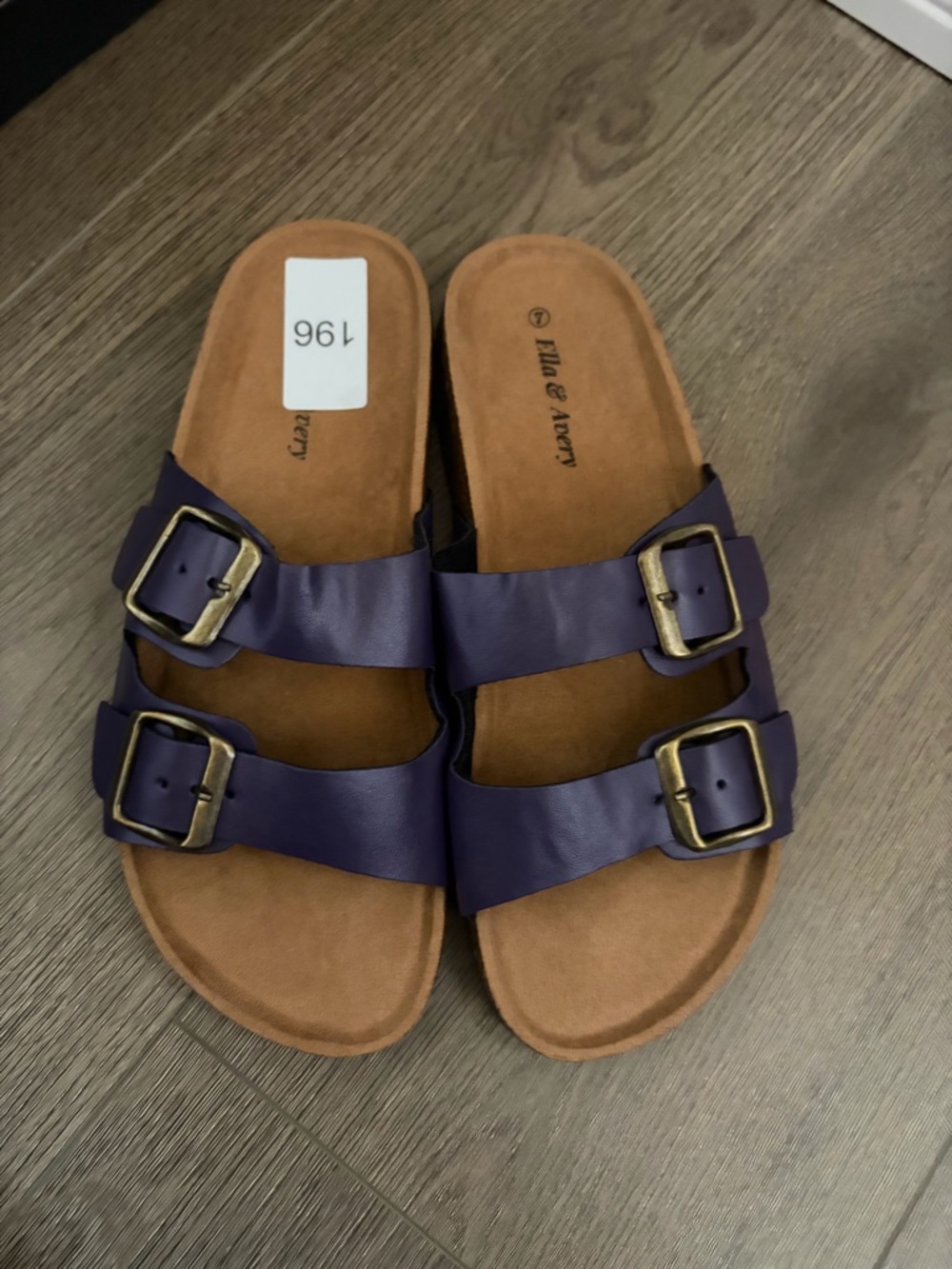 Women's Double-Buckle Slide Sandals in Deep Purple